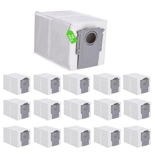 16 Pack Dust Bags Compatible with Roborock Q Revo Robot, Qrevo MaxV, S8 Max Ultra, S8 MaxV Ultra, QV 35A, Qrevo S5V, QV35S, Saros 10, 10R, Z70, S5X, Qrevo Edge S5A Robot Vacuum, 2.7L Large Capacity