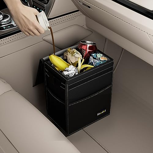 K KNODEL 2 Gallon Black Leak-Proof Waterproof Car Trash Can with Lid (Pack of 2) - color: Black, size: Medium (Pack of 2)