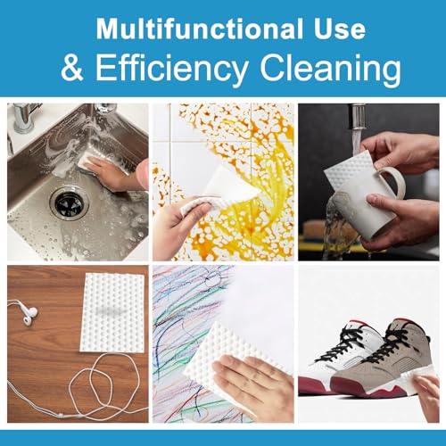 110 PCS Upgrade Convex Point Magic Sponge Eraser Sheets,Disposable Portable Magic Cleaning Eraser Thin Wipes for Kitchenware Bathroom Shoe Sink Car Interiors Hard-to-Reach Places - size: 110 PCS
