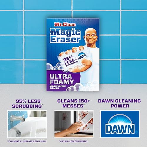 Mr. Clean Magic Eraser Ultra Foamy Multi Purpose Cleaner, Foaming Magic Eraser Sponge Multi Surface Cleaner, 1ct (Pack of 2) - size: 1 Count (Pack of 2)