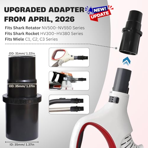 For Shark Crevice Tool Attachment with Adapter Kit, Compatible with Shark Navigator NV350 NV351 NV360, Rotator NV500, Rocket HV300 HV301 – Vacuum Attachments & Accessories for Tight Spaces - style: Vacuum Shark Crevice Tool