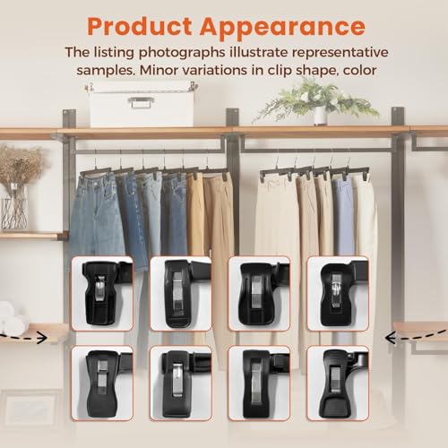 HOUSE DAY Black Pants Hangers with Clips 30 Pack, 12 Inch Skirt Hangers - color: 12"-black, size: 30 Pack