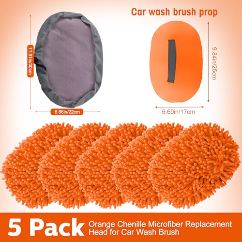 Layhit 5 Pcs Car Wash Mitt Set, Brush Not Included, Orange - color: Orange