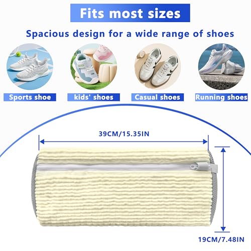 2Pcs Reusable Shoe Washing Machine Bag for Washer and Dryer:Free Up Hands, Prevent Deformation,shoe bag with Zipper Protection Design, Use for all Shoes,Sports Shoes(Cream) - color: B-2Pcs-Cream