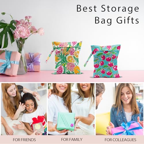 Swimsuit Bag Wet Bags for Travel Reusable Waterproof Dry Bags Diaper Bag Citrus Cherry Wet Bag for Swimsuit Towels Beach Gym 10.2×12.6 Inches - color: Citrus Cherry