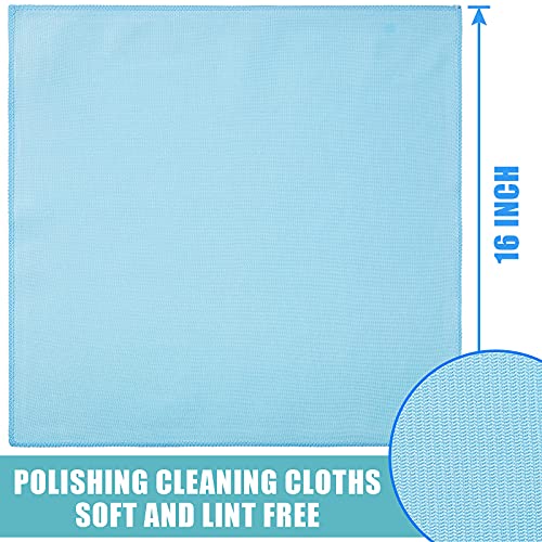 Tatuo 18 Pcs Microfiber Glass Cleaning Cloth,16 x 16 Inch,Blue Gray - color: Blue Gray