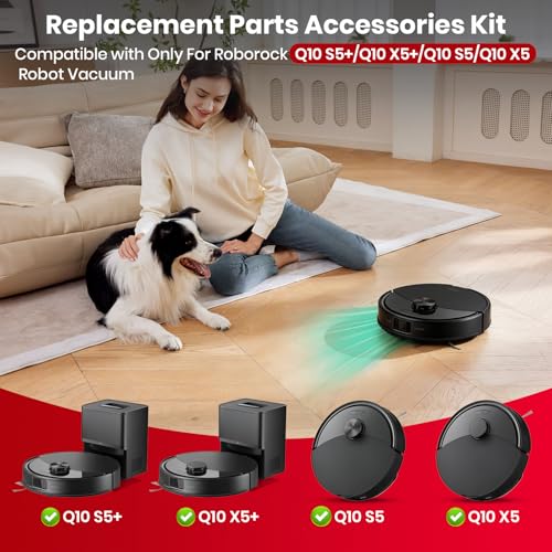 Q10 S5 Replacement Parts Accessories for Roborock Q10 S5+, Q10 X5+ Series Robot Vacuum Kit, 1 Main Brush, 6 Hepa Filter, 6 Mop Pads, 6 Side Brush, 6 Dust Bags,1 Screwdriver, 1 Clean Tool - size: 27 Pcs for Roborock Q10 S5+