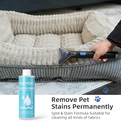 Slevoo 450W Portable Carpet Cleaner Machine with 1 Bottle Cleaning Solutions, Strong Suction Upholstery and Furniture Cleaner for Cleaning Stairs, Car Interiors, for Pet Footprint, Dust, Oil(AU-C003) - color: Black