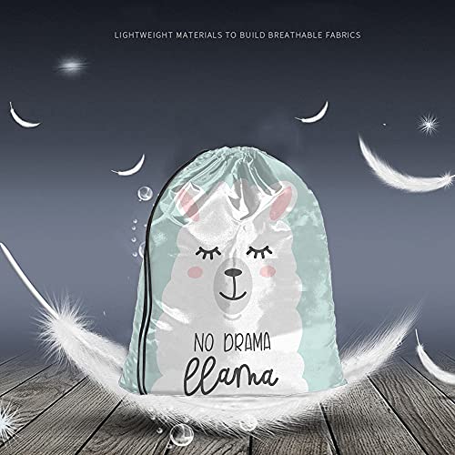 Cartoon Llama Alpaca Drawstring Bags - Backpack Bag with No Drama Llama Quote - Happy Animal Cute Pet Sport Gym Sack for Men & Women - color: Multi-a108