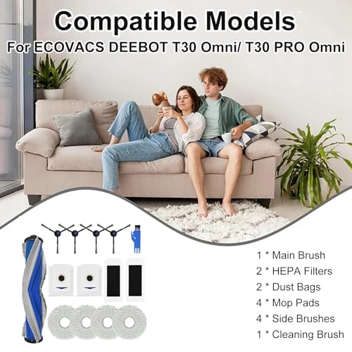 14 Pack Replacement Parts for Ecovacs Deebot T30 Omni / T30 PRO Omni - color: Color B
