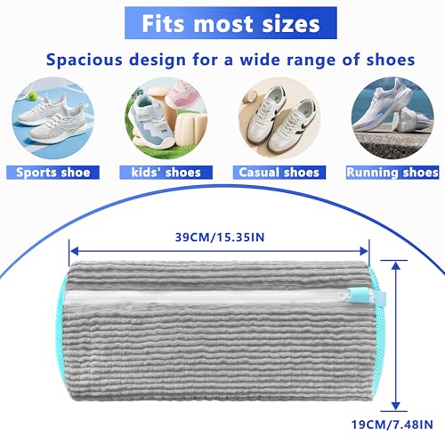 2Pcs Reusable Shoe Washing Machine Bag for Washer and Dryer:Free Up Hands, Prevent Deformation,shoe bag with Zipper Protection Design, Use for all Shoes,Sports Shoes(Gray) - color: E-2Pcs-Grey