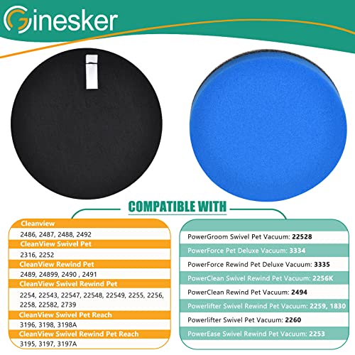 3 Sets Replacement Filter Compatible with Bissell Cleanview Pet Vacuum 2252 2254 2256 2258 2486 PowerGroom 22528 PowerForce 3334 Powerlifter, PowerClean & PowerEase, Compare to Parts # 12141 & 1601972 - size: Part #12141 & 1601972