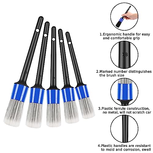 HMPLL 10pcs Car Detailing Kit, Premium Detailing Brush Set - color: Blue and White