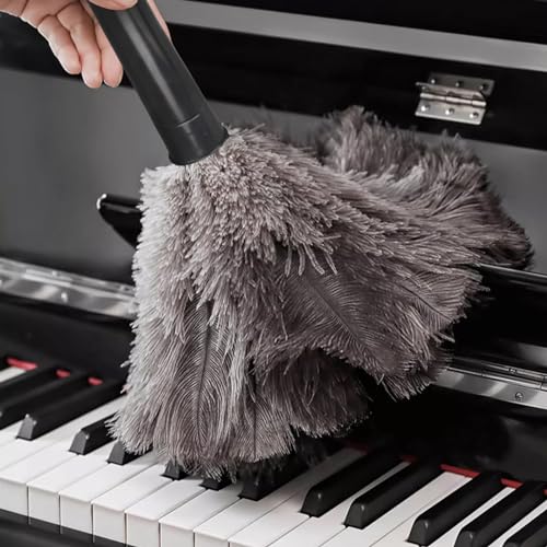 Retractable Feather Duster-Genuine Ostrich Feathers,Anti-Static,Reusable Eco-Friendly Handheld Cleaning for Keyboard,Home,Car,Office(10 to 15 Inches) 6 Pack - color: Natural-15in-stylea-6pcs