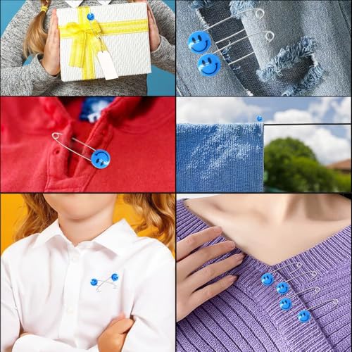50 PCS Safety Pin 53mm/2.1in Baby Diaper Pins for Cloth - Plastic Head, Stainless Steel With Locking Closures - Nappy Pins for Crafts (XL/Blue) - color: Blue