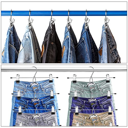 12 Pcs College Dorm Room Supplies Decor Skirt Pants Hangers with Clips Heavy Duty Clip Space Saving Stackable Add on Metal Organization and Storage for Jeans Towels Skirt Trousers Ties Socks