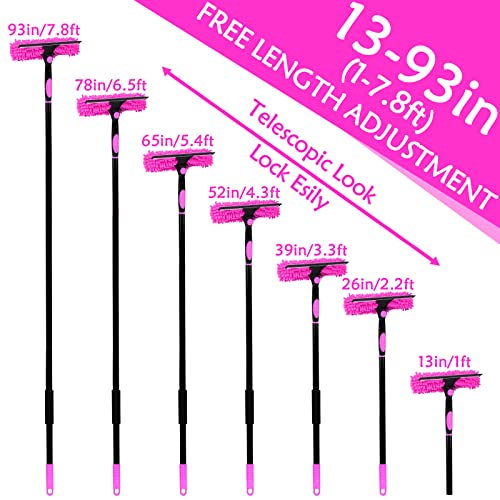 CALBEAU Pink Cleaning Supplies, Duster with Extension Pole for High Ceiling