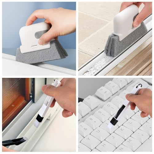 13pcs Household Cleaning Tools 2 in 1 Groove Cleaning Brush Window Track Cleaning Tools Hard Bristle Crevice Cleaning Brush Wire Brushes for Cleaning Rust