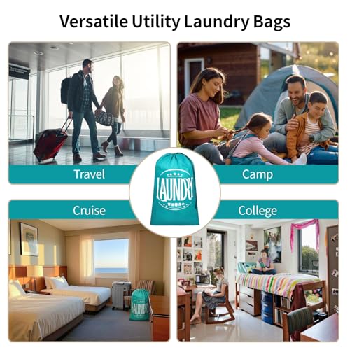 Travel Laundry Bags 2 Pack - Dirty Clothes Travel Bag for Cruise, 24x36 in - color: With Handles, 2 Pack, Blue+Grey