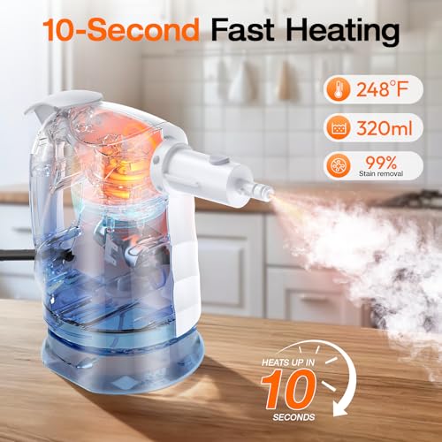 Steam Cleaner for Home, 10-in-1 Steam Mop with Detachable Handheld Steamer - color: Pearl White