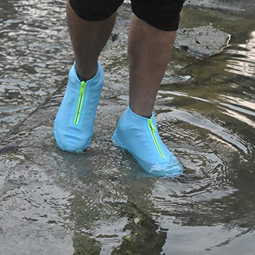 Shoe Covers Waterproof Reusable Foldable Not-Slip Rain Shoe Covers with Zipper,Shoe Protectors Overshoes Rain Galoshes for Kids Men and Women - color: Blue, size: XL (Women 11-13, Men 9.5-13)