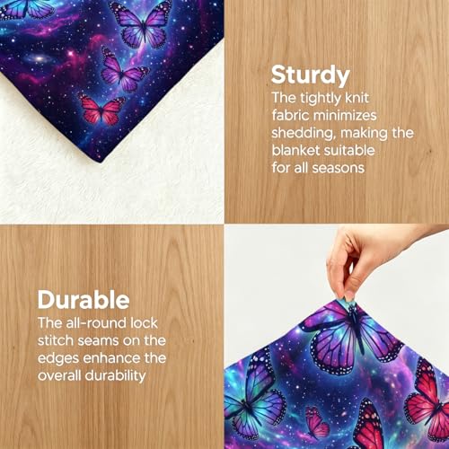 Cosmic Galaxy Butterfly Throw Blanket, Flannel Fleece 60" x 80" - color: Cosmic Galaxy Butterfly, size: 60"x80"