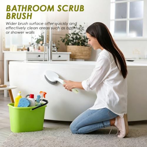 3 Pack Heavy Duty Scrub Brush for Cleaning & Grout Brush (Green) - color: Green