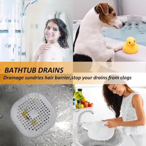 Bovinde Hair Drain Catcher Square for Shower 4PCS (Grey Aluminium White) - color: Grey Aluminium White