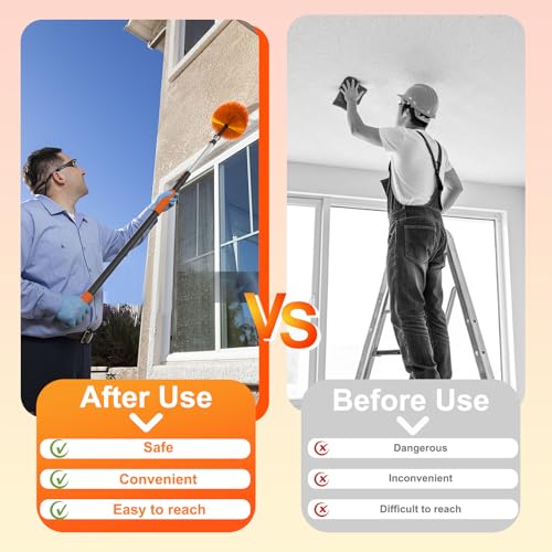 LAANPOLE 20FT Cobweb Duster with Extension Pole, Spider Web Brush for Cleaning Extendable, Professional Ceiling and Corner Dusters for Outdoor Indoor Use - size: 20FT