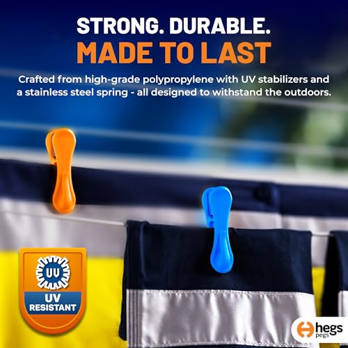Hegs 24 Pack Multi-Color - The Smartest Heavy Duty Clothespins with Hooks - Hang 3 Garments at Once with Our Tough, Dual Hooks Clothes Pins with Anti-Rust Spring - Durable, Colorful Clothespins - color: 24 Pack (Multi)