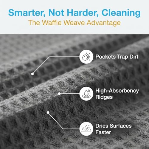 MIRACLEAN Waffle Weave Microfiber Towel, 12 x 12 inches, Barista Towels, Lint Free Cloth, Glass Towels, Waffle Towels Car Detailing, 6 Pack Premium Microfiber Cleaning Cloth - size: 6 Pack