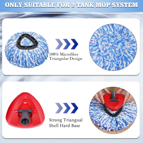 8 Pack Spin Mop Replacement Heads for OCedar RinseClean 2-Tank System, 100% Blue Microfiber Refills, Includes 1 Scrub Brush & 1 Base, Machine Washable Deep Cleaning Floor Mop Head - color: 8 Blue Mop Heads+1 Gray Brush +1 Base, size: For 2-Tank