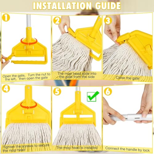 VOUBIEN Commercial Industrial Mop Heavy Duty with 3 Replacement Head