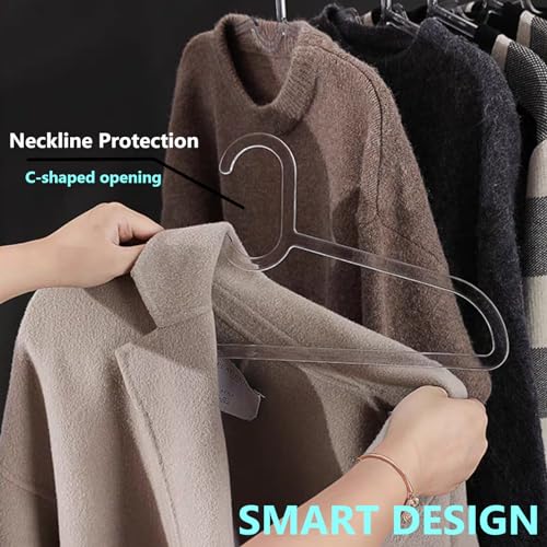 Clothes Hangers 30 Pack, 16" Heavy Duty Coat Hanger, Clear Acrylic Hangar, Non-slip Short Neck Hanger for Closet, Space Saving Slim Thin Perchas for Adult Suit, T-shirt, Jacket, Dress, Blouse Clothing - color: Clear Hangers 30 Pack