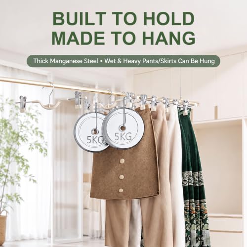 Space Saving Pants Hangers with Clips for Skirts, 10 Pack - color: White