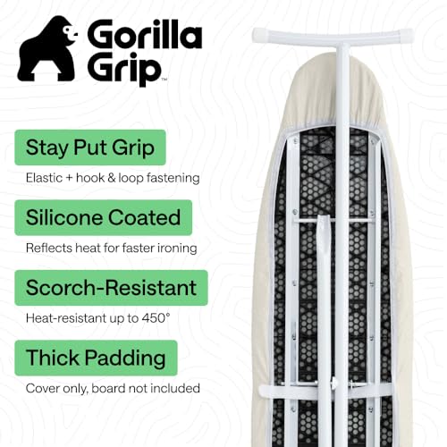 GORILLA GRIP Padded Ironing Board Cover, 15x54 Linen - color: Linen, size: 15" X 54"