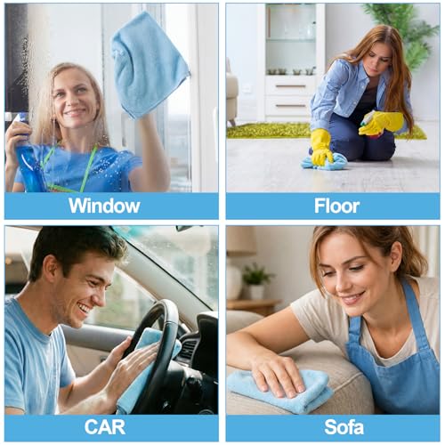Nuenen Car Microfiber Clean Cloths, Light Blue, 16 x 16 Inch, 60 Pcs - color: Light Blue, size: 16 x 16 inches