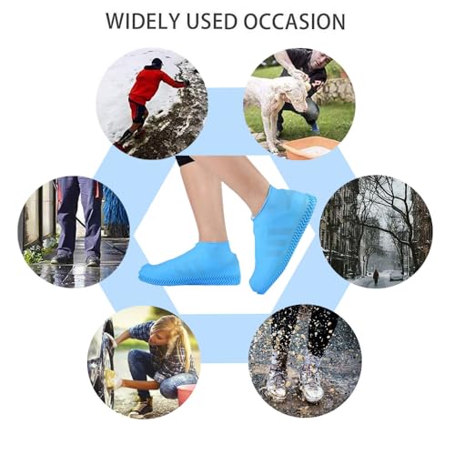 VBoo Waterproof Silicone Non-Slip Rain Shoe Covers - color: Blue, size: Medium