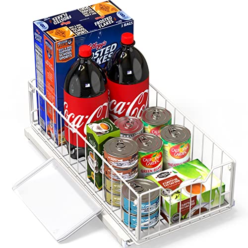 Simple Houseware Pull-Out Cabinet Sliding Basket, 17.2Dx9.7Wx5H, White - color: White