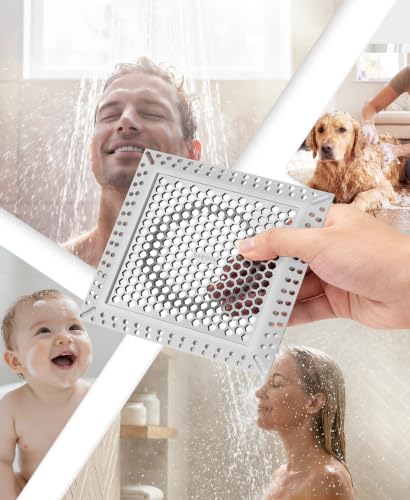 Square Shower Drain Hair Catcher, Anti-Clogging, Gray, 4 inch - color: Gray, size: 4 inch