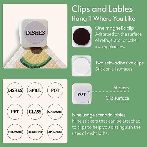 Eulnars Swedish Dishcloths for Kitchen, 8 Pack Reusable Paper Towels with Clips, Non-Scratch Swedish Kitchen Towels, Super Absorbent Cellulose Sponge Cloths, Dishwasher Safe, No Odor - color: Fruit Party