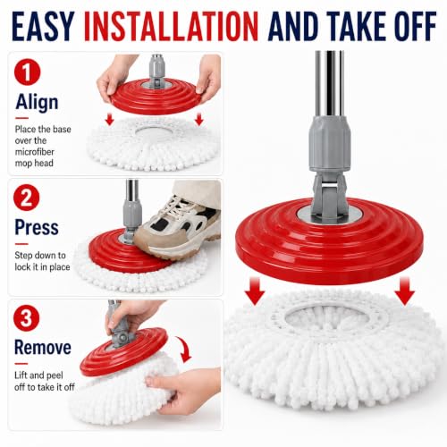 Extendable Mop Handle Set with 2 Microfiber Heads and Mop Plate, Black - size: Black Mop & Refills Set