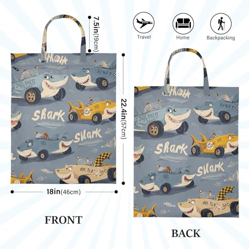 Travel Laundry Bags 2 PC Wet Dry Bag with Handle Dirty Clothes Organizer for Swimsuits Beach Camping Waterproof Washable Blue Shark Race Cars - color: Blue Shark Race Cars
