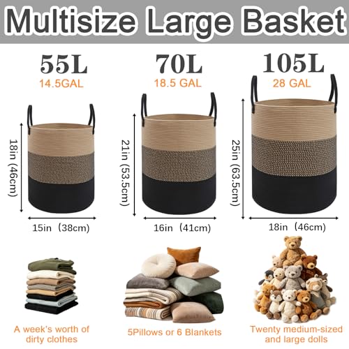 70L Woven Laundry Basket, Large Clothes Hamper with Handles- Jute - color: Jute, size: Extra Large