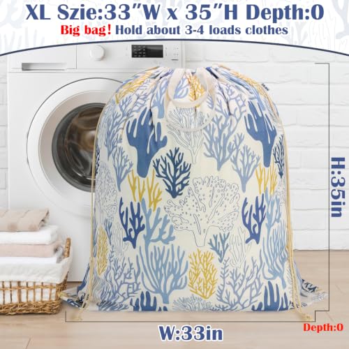 Canvas Laundry Bag 33"Wx 35"H, Extra Large Heavy Duty Hamper Liner, Coral - color: Aesthetic Coral,1pc XL, size: XL 33"W x 35"H┃1 Pack