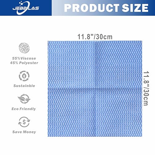 JEBBLAS Handi Wipes Reusable Cloths Dry Cleaning Cloths Dish Towel Kitchen Towel Handy Cleaning Wipes,Pack of 50, Blue - color: Blue