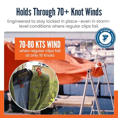 Orange - 6-Pack Towel Clip - Large Clips for Towels and Clothes - Storm Proof & Lockable Clothespin - Multi- Purpose Towel Clips for Chairs, Boat, RV, Camping, Stroller, Beach Chair - color: Orange