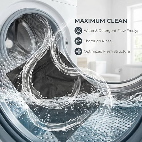 4pcs Mesh Laundry Bags Zipper Heavy Duty Washing Machine Bags Clothing Sweater Undergarment Travel Storage Organizer - color: Black