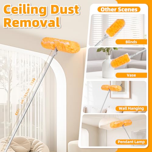 6 ft Extendable Duster Kit with 20 Refills for Swiffer Duster - color: 20 Orange Refills + Extended Handle