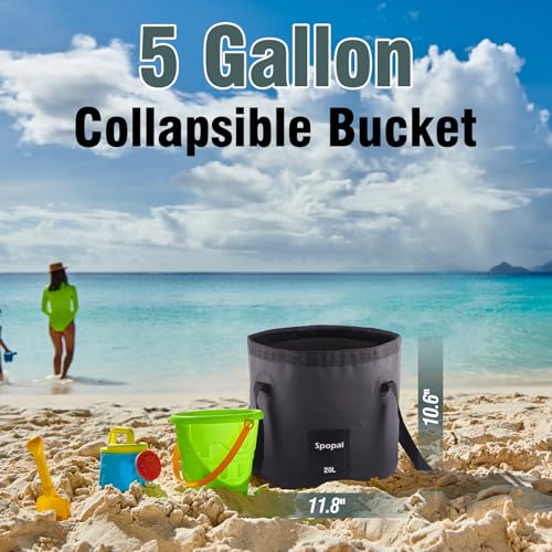 Spopal Collapsible Bucket with Handle 20L, Waterproof, Durable, Lightweight